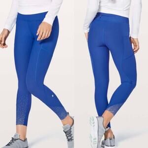 Lululemon Tight Stuff II Tight 25" Jet Stream Blue Pockets Reflective Scallop 6